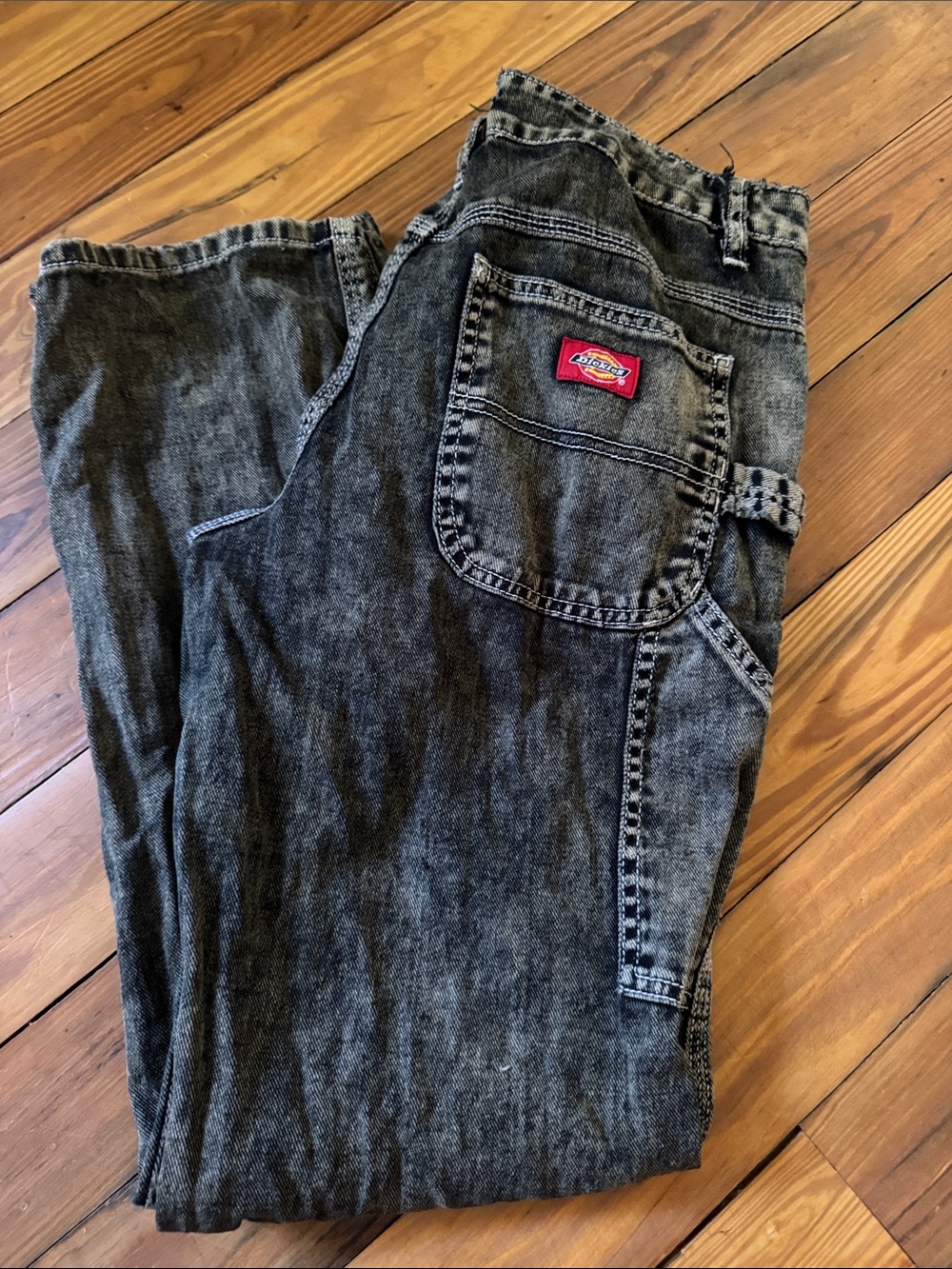 Dickies Black Washed Straight-Leg Carpenter Pants